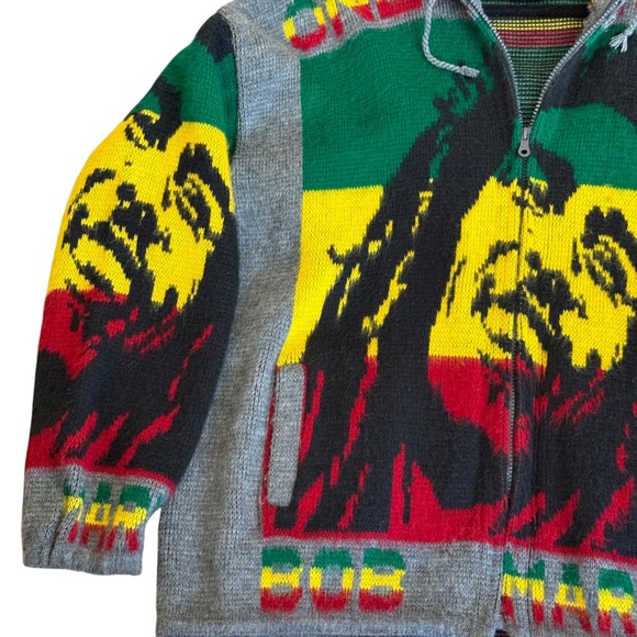 Bob Marley One Love Hoodie Sweater Zip Up Rasta Reggae Knit Jacket Men's Size M - Picture 6 of 11